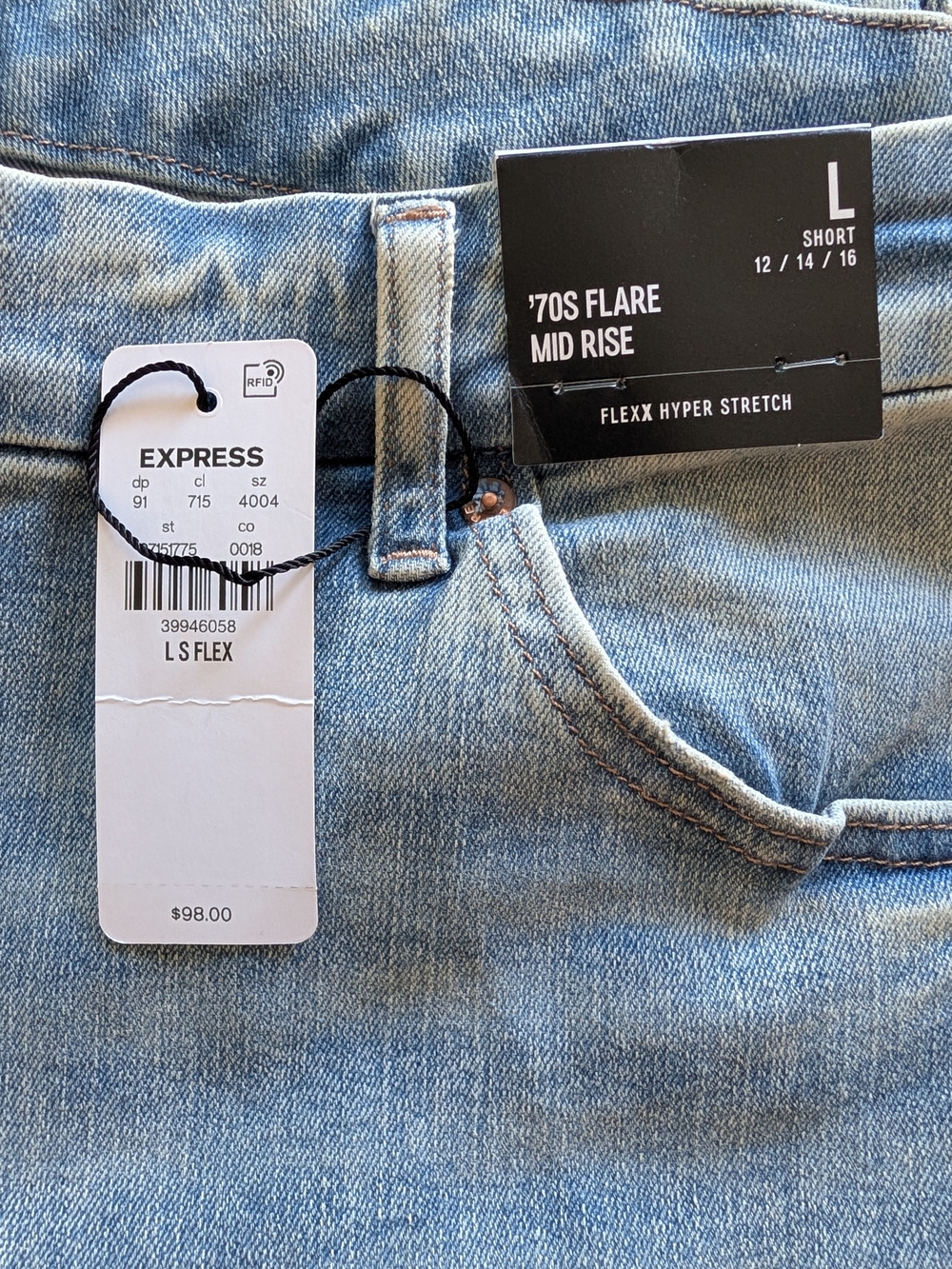 Express '70s Flare Mid Rise Jeans - Light Blue
